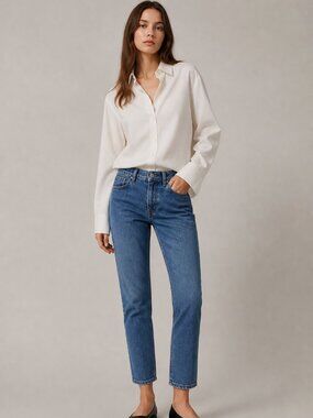 COS Slim Fit Low Rise Cropped Length Blue Denim Jeans Size 31